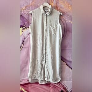 Joseph Ribkoff Collar Sleeveless Side Slit Long Button Down Blouse Ivory 12